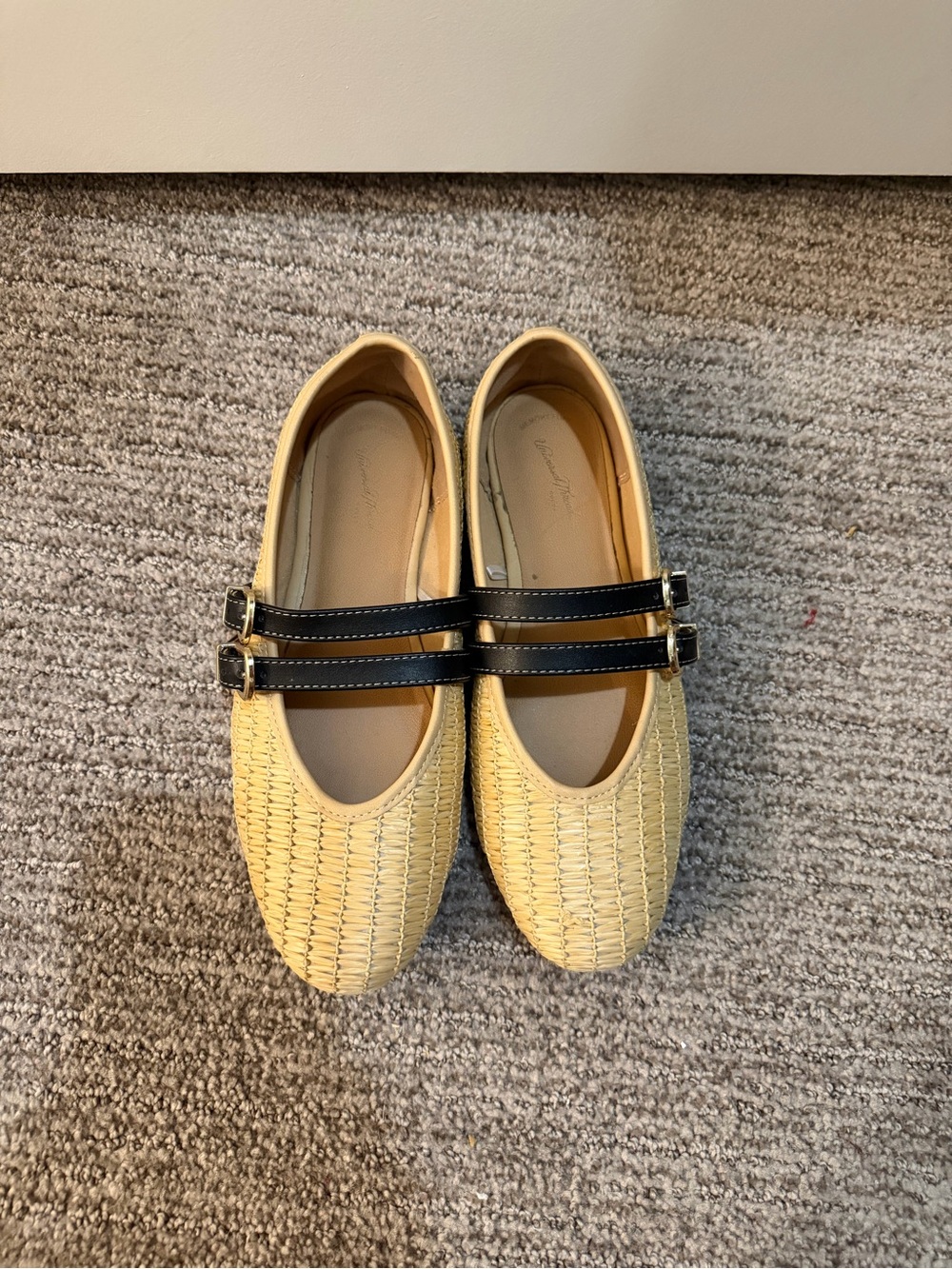 Woven Straw Mary Jane Flats